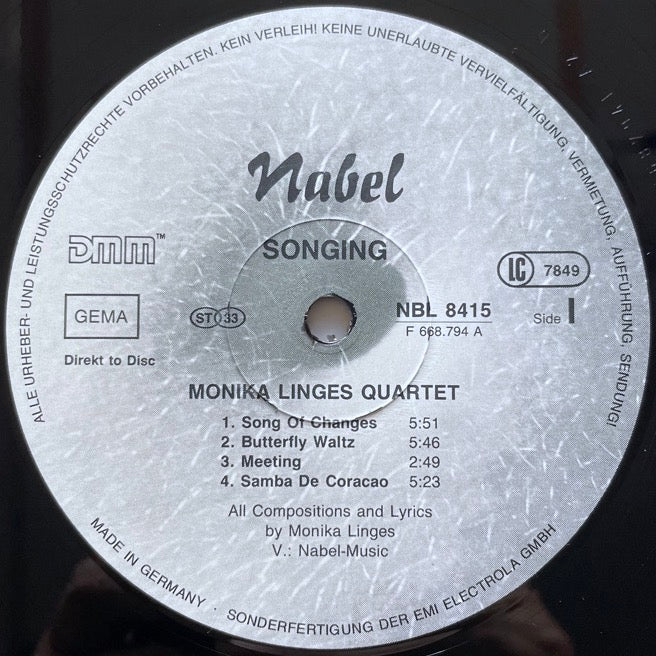 MONIKA LINGES QUARTET / SONGING - German Nabel Original
