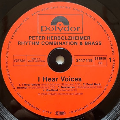 PETER HERBOLZHEIMER RHYTHM COMBINATION & BRASS / I HEAR VOICES - German Polydor original