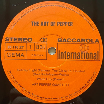 ART PEPPER / THE ART OF PEPPER - German Baccarola Original