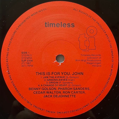BENNY GOLSON / THIS IS FOR YOU JOHN - Dutch Timeless