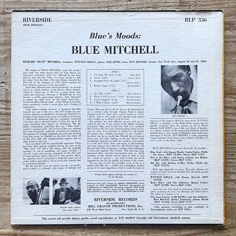 BLUE MITCHELL &frasl; BLUE'S MOODS - US Riverside Original – ALORECORD