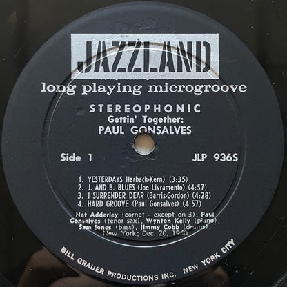 PAUL GONSALVES / GETTIN' TOGETHER - US Jazzland Stereo Original