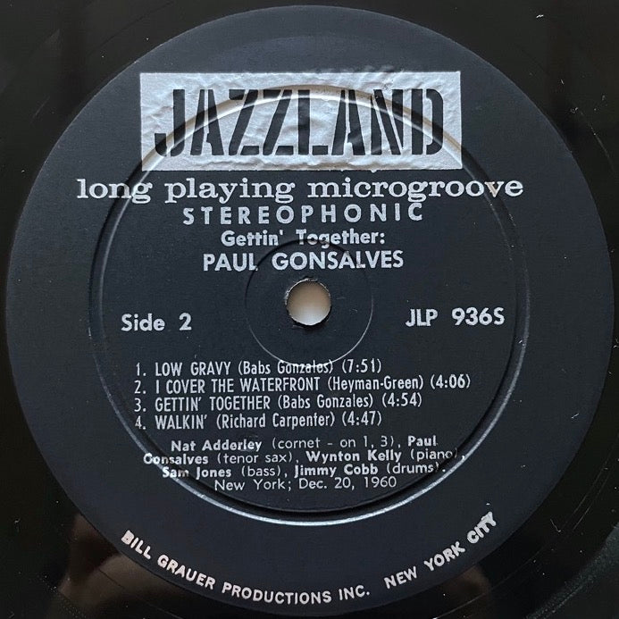 PAUL GONSALVES / GETTIN' TOGETHER - US Jazzland Stereo Original