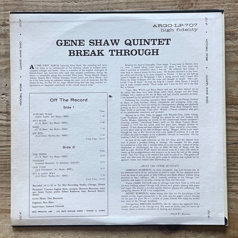 GENE SHAW QUINTET / BREAK THROUGH - US Cadet