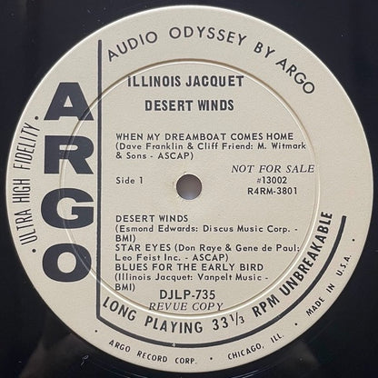 ILLINOIS JACQUET with KENNY BURRELL / DESERT WINDS - US Argo Promo Original