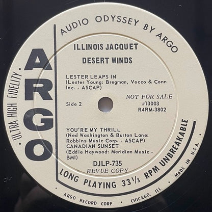 ILLINOIS JACQUET with KENNY BURRELL / DESERT WINDS - US Argo Promo Original