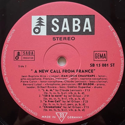 JEF GILSON NONET / NEW CALL FROM FRANCE - German Saba Original