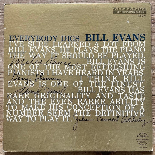 BILL EVANS TRIO / EVERYBODY DIGS - US Riverside Original