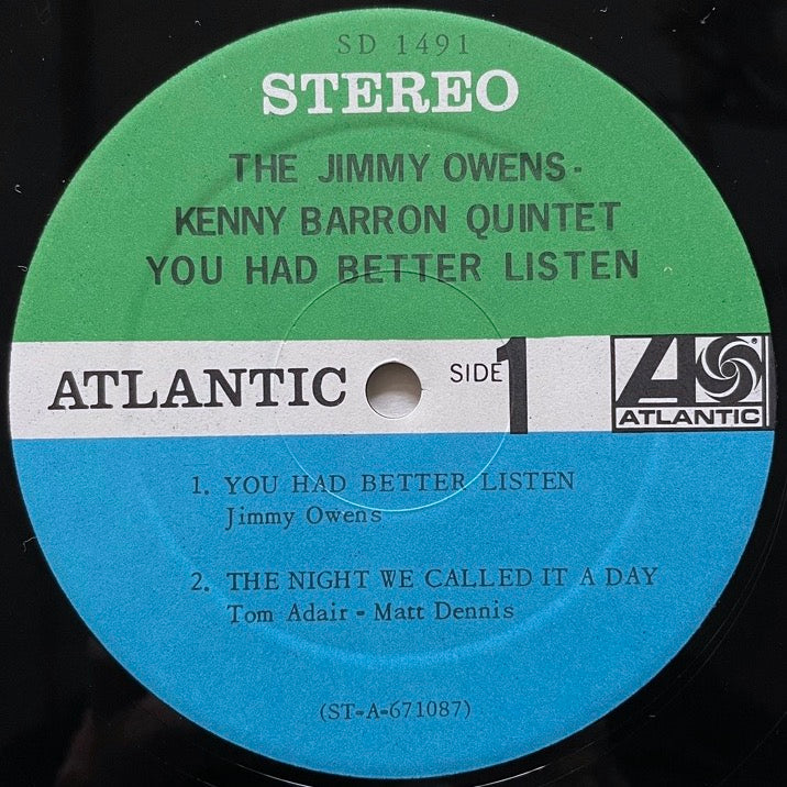 JIMMY OWENS - KENNY BARRON QUINTET / YOU HAD BETTER LISTEN - US Atlantic Original