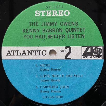 JIMMY OWENS - KENNY BARRON QUINTET / YOU HAD BETTER LISTEN - US Atlantic Original