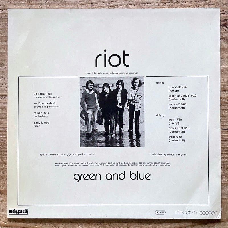 RIOT / GREEN AND BLUE - German Nagara Original