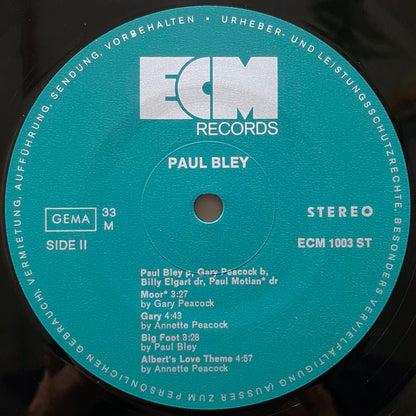 PAUL BLEY with GARY PEACOCK - German ECM Original