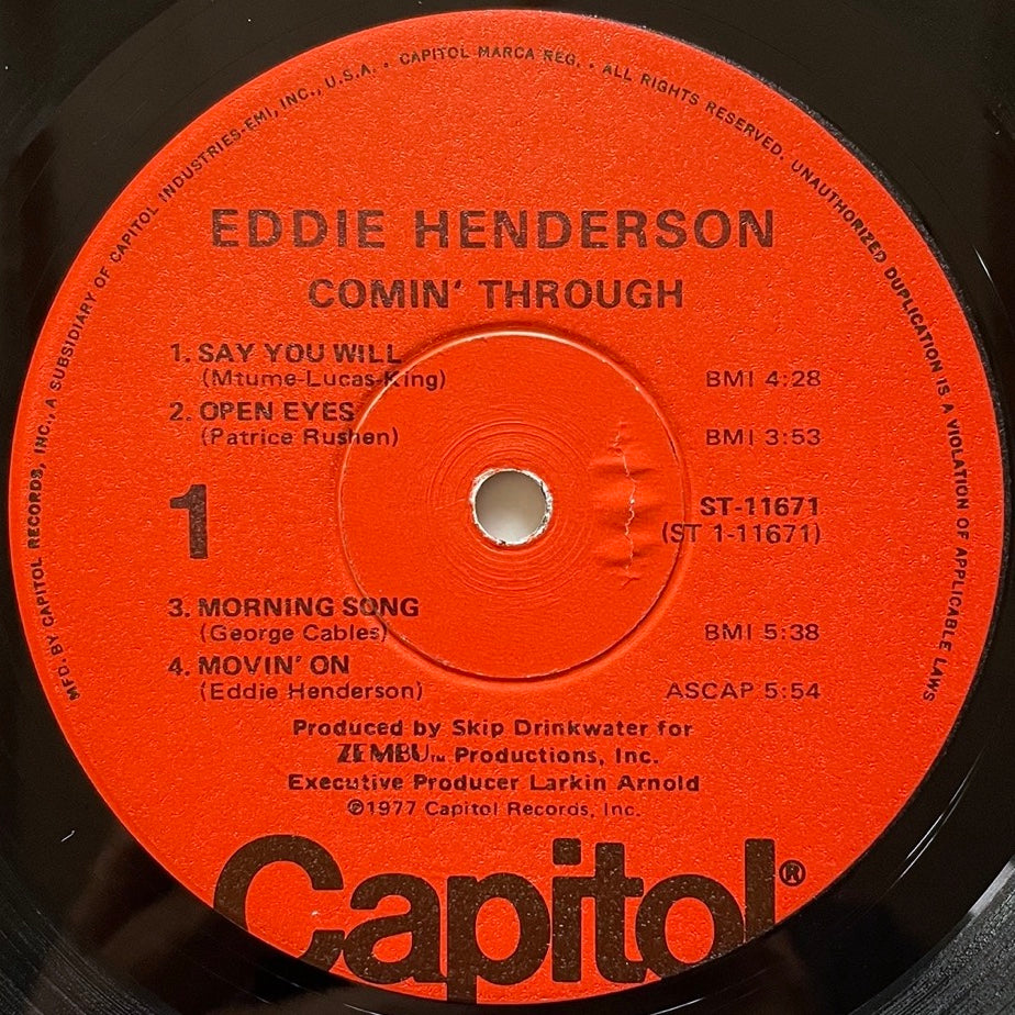 EDDIE HENDERSON / COMIN' THROUGH - US Capitol Original