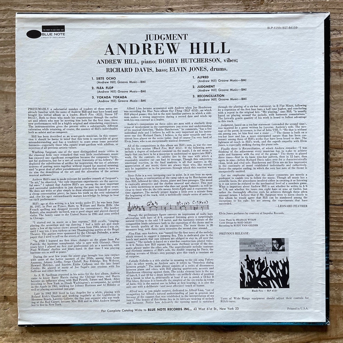 ANDREW HILL / JUDGMENT! - US Blue Note ♪ VAN GELDER