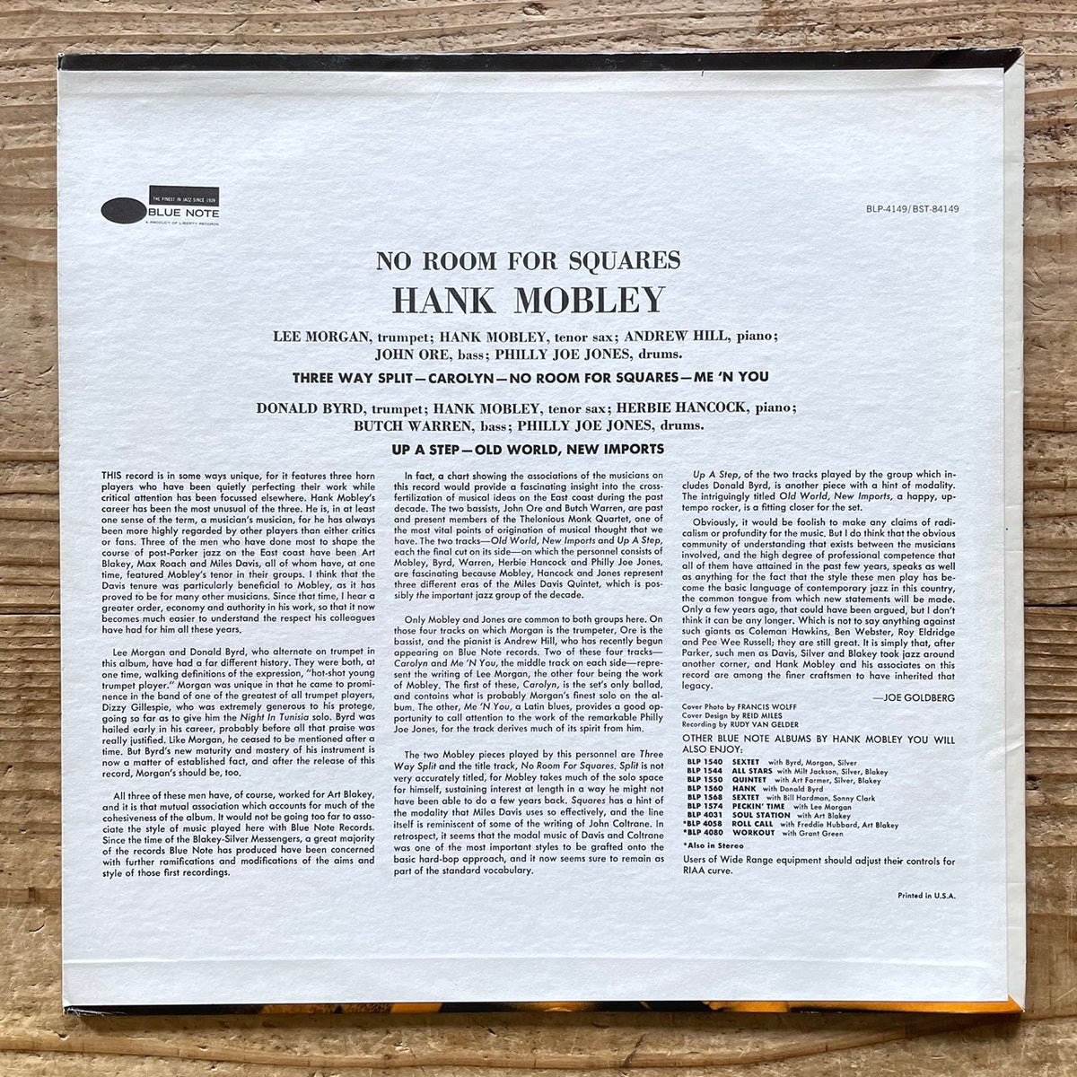 HANK MOBLEY / NO ROOM FOR SQUARES - US Blue Note ♪ VAN GELDER