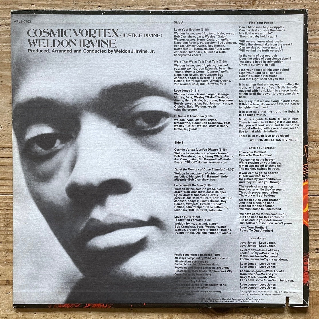 WELDON IRVINE / COSMIC VORTEX - US RCA Original