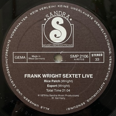 FRANK WRIGHT SEXTET / STOVE MAN, LOVE IS THE WORD