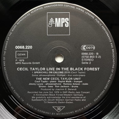 CECIL TAYLOR / LIVE IN THE BLACK FOREST